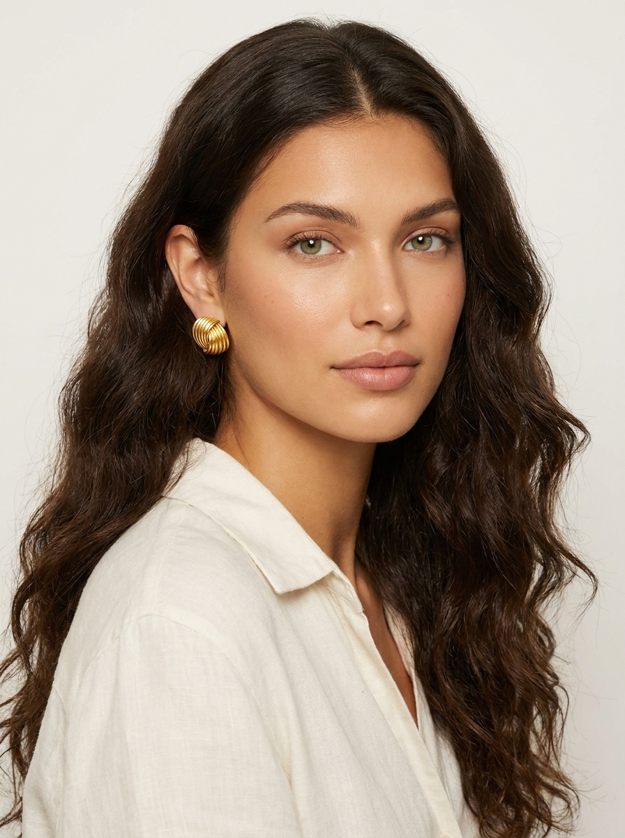 Twisted Gold Knot Stud Earrings