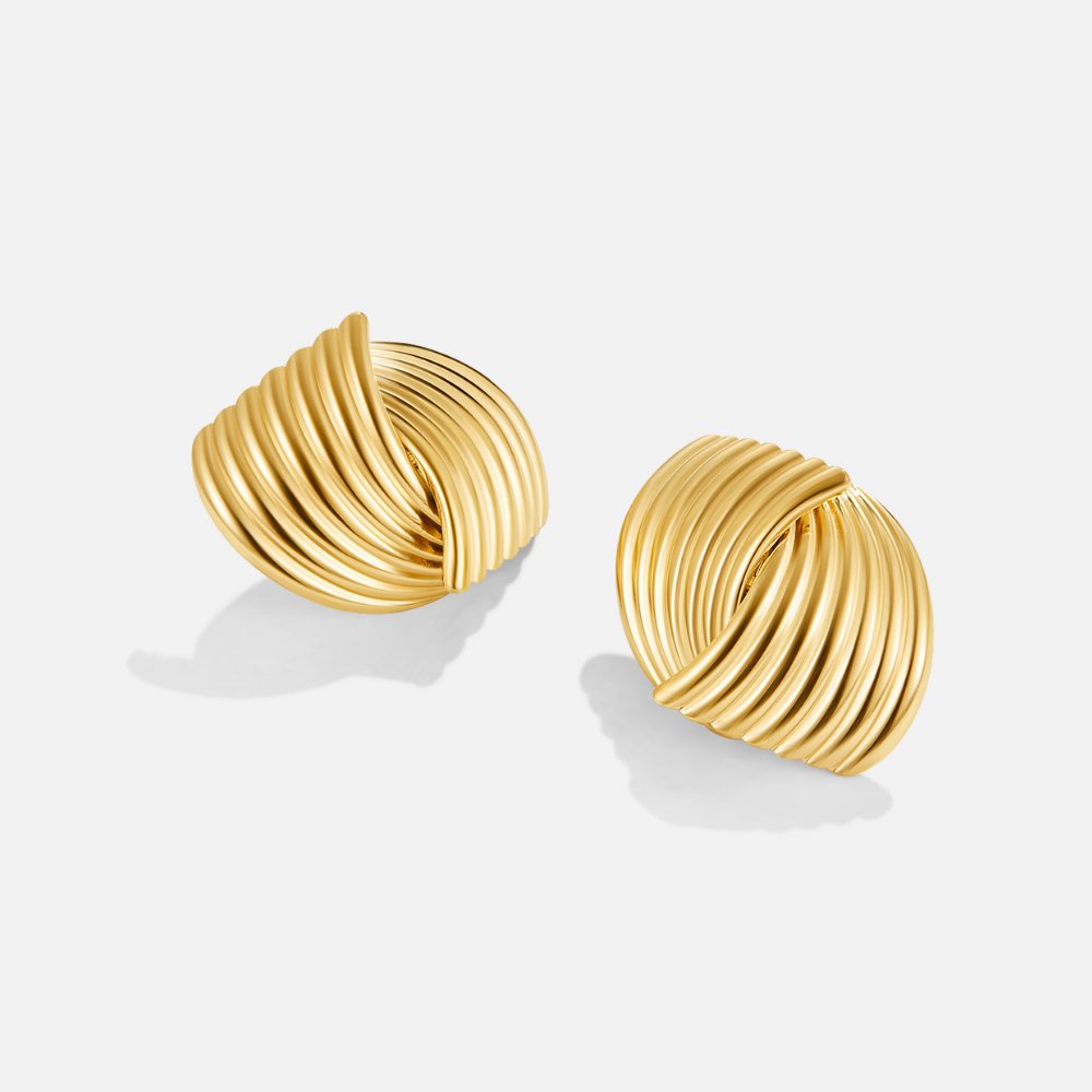 Twisted Gold Knot Stud Earrings