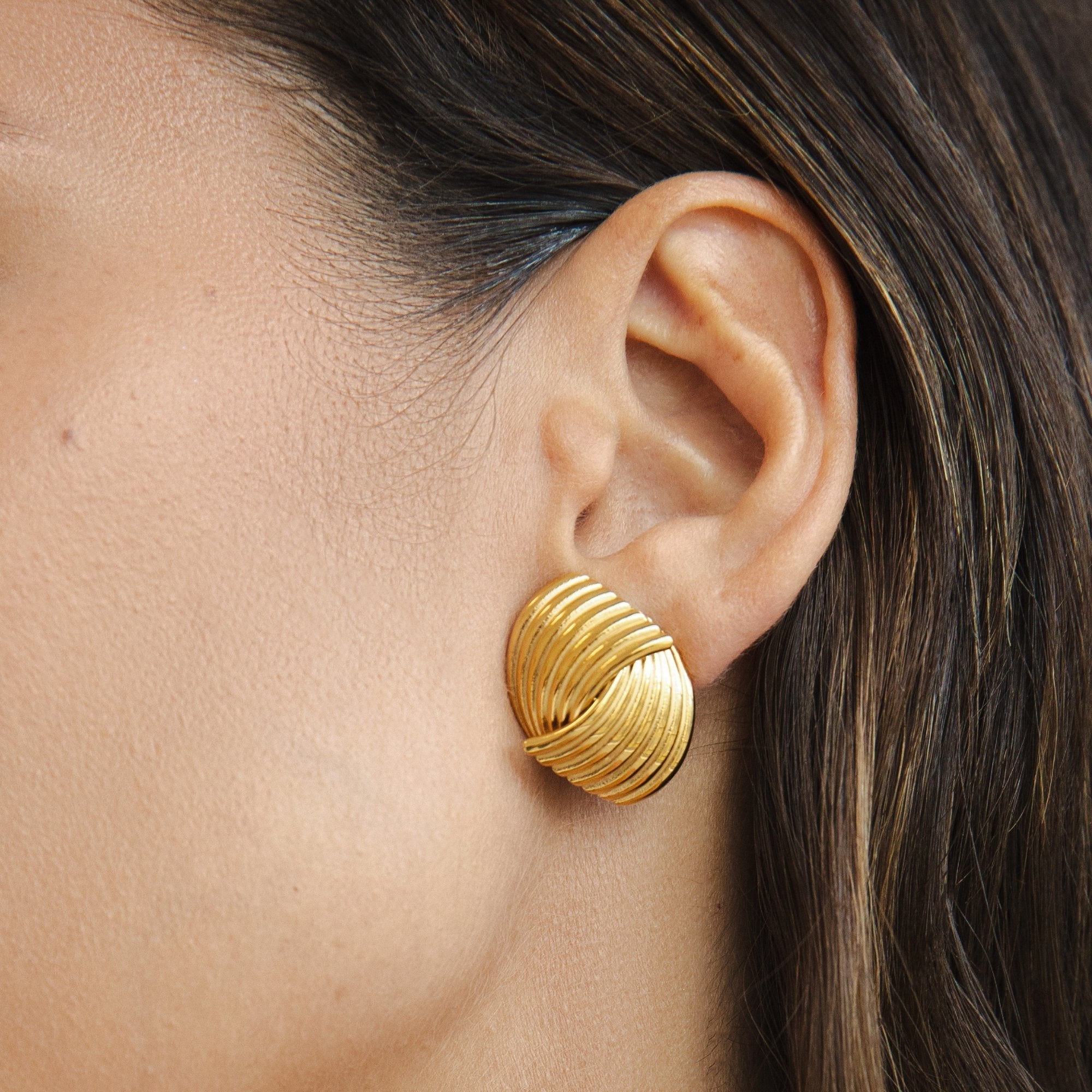 Twisted Gold Knot Stud Earrings