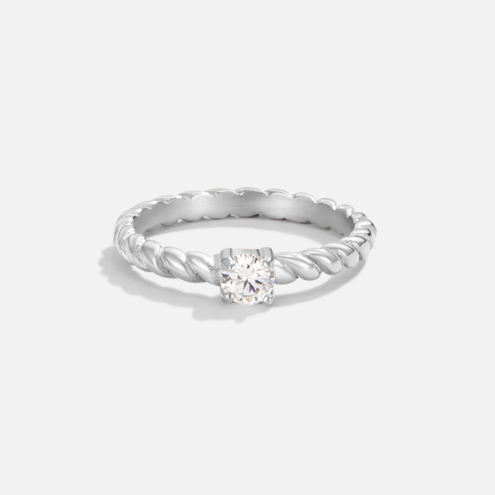Twisted Solitaire Stone Ring
