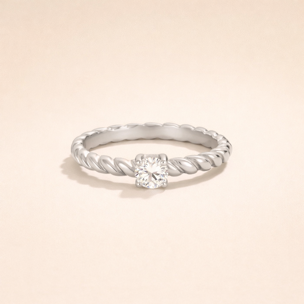 Twisted Solitaire Stone Ring