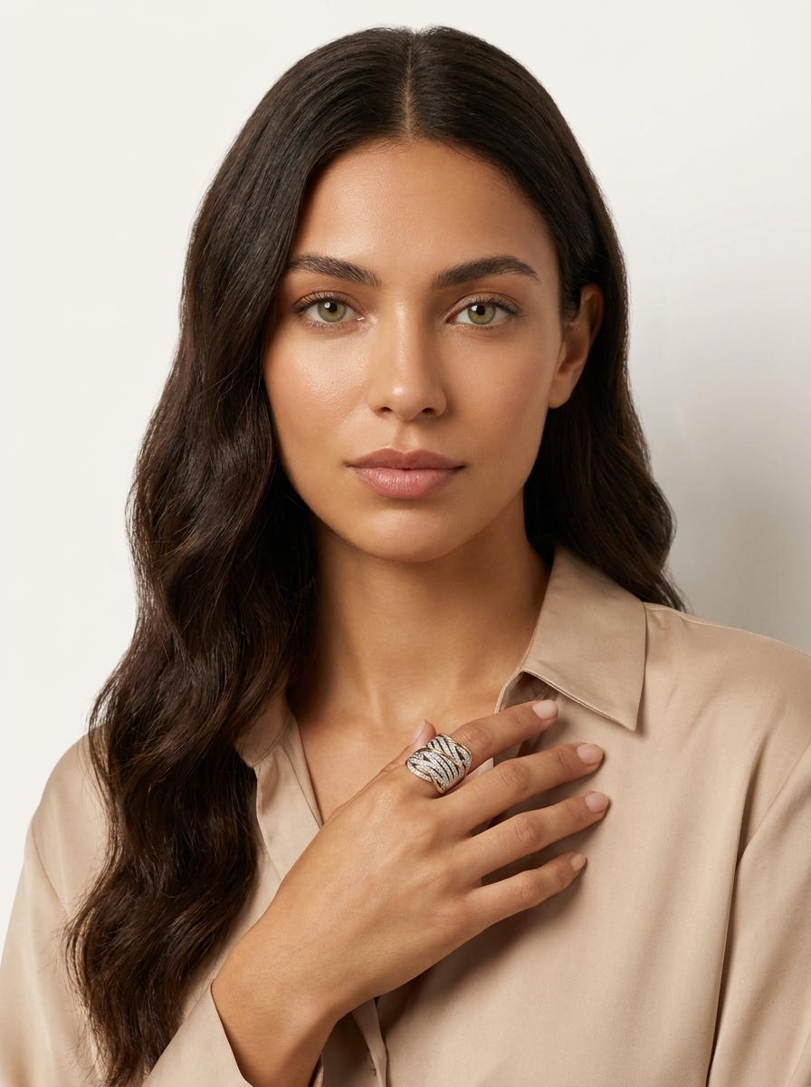 Two-Tone Crystal Statement Ring - Alessia