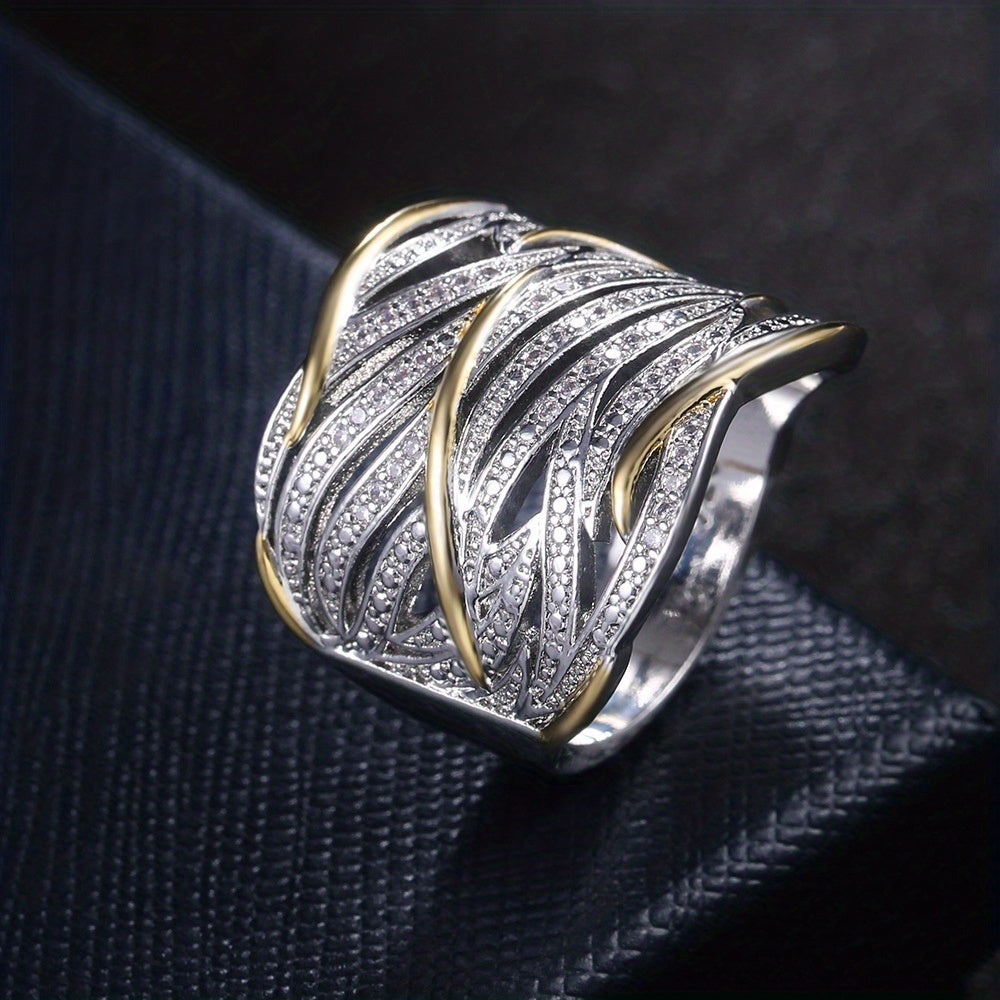 Two-Tone Crystal Statement Ring - Alessia