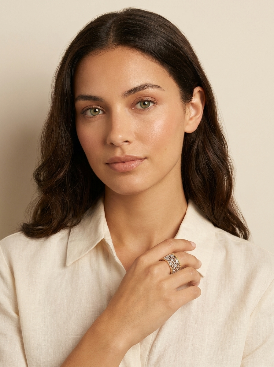 Vintage Filigree Crystal Ring - Isabelle