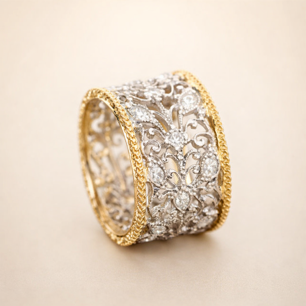 Vintage Filigree Crystal Ring - Isabelle
