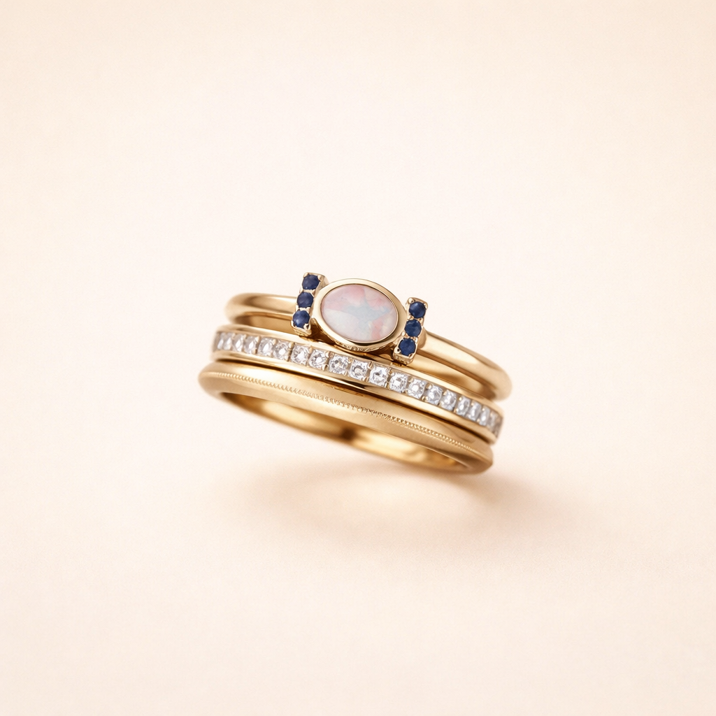 Vintage Opal Ring Set - Seraphina