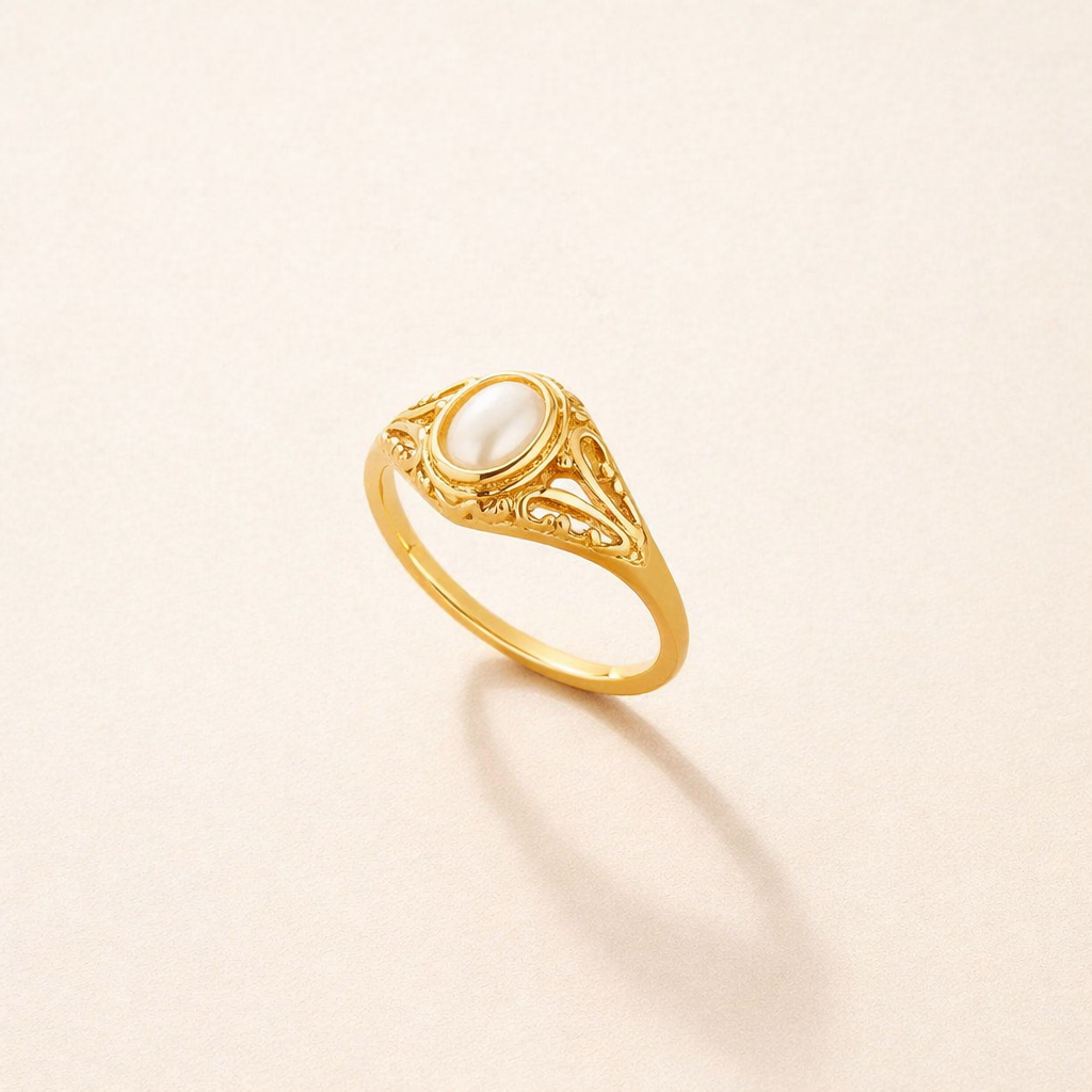 Vintage Pearl Filigree Ring