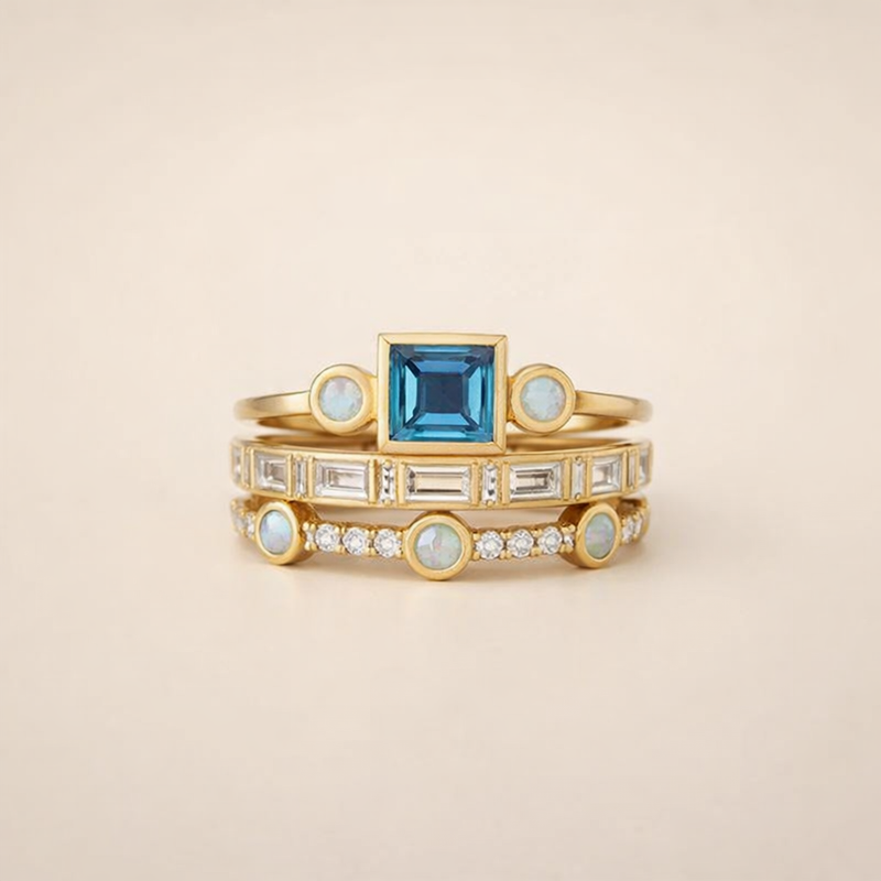 Vintage Sapphire Ring Set - Vivienne