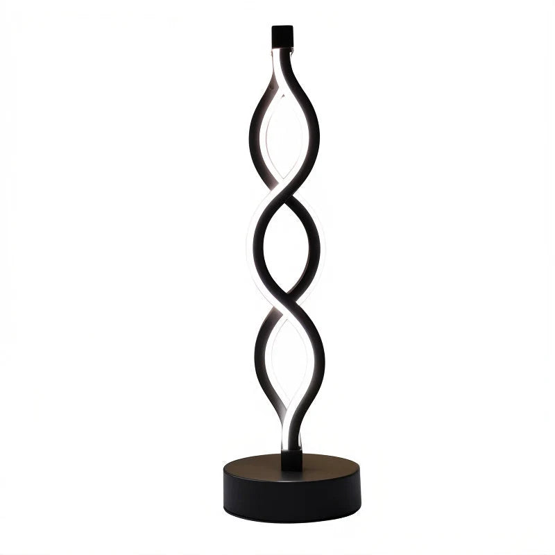 Dimmable spiral LED table lamp in black