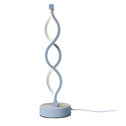Dimmable spiral LED table lamp in silver