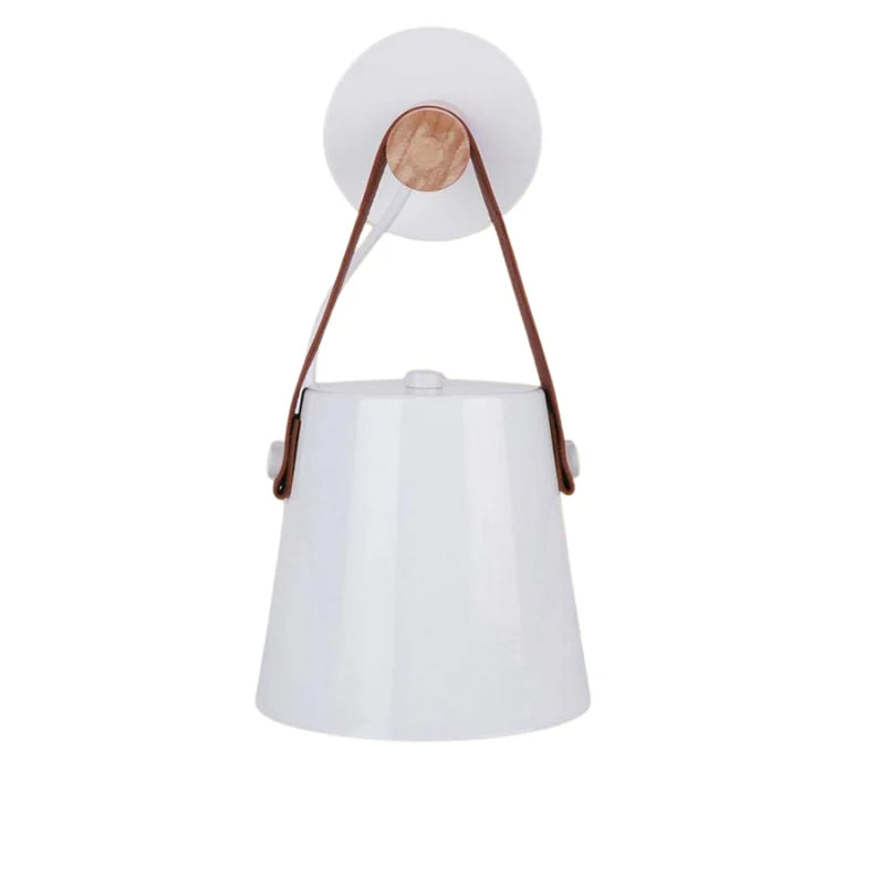 Scandinavian wall lamp with wooden arm and white shade