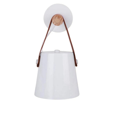 Scandinavian wall lamp with wooden arm and white shade