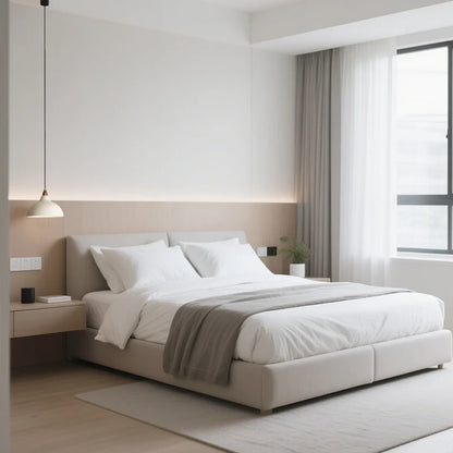 White dome pendant light in a bedroom